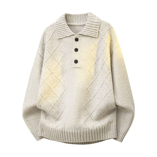 Damen Strickpullover mit Polokragen und Rautenstruktur Nord Taschen