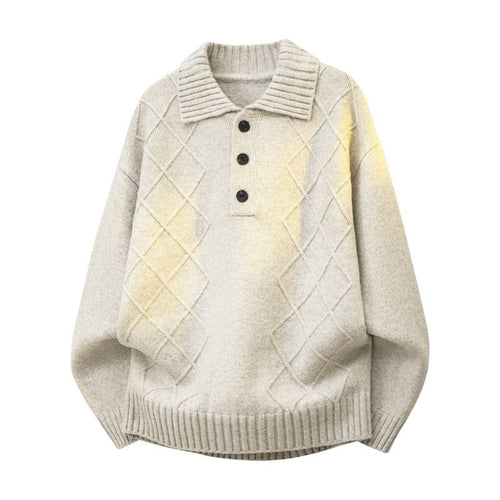 Damen Strickpullover mit Polokragen und Rautenstruktur Nord Taschen