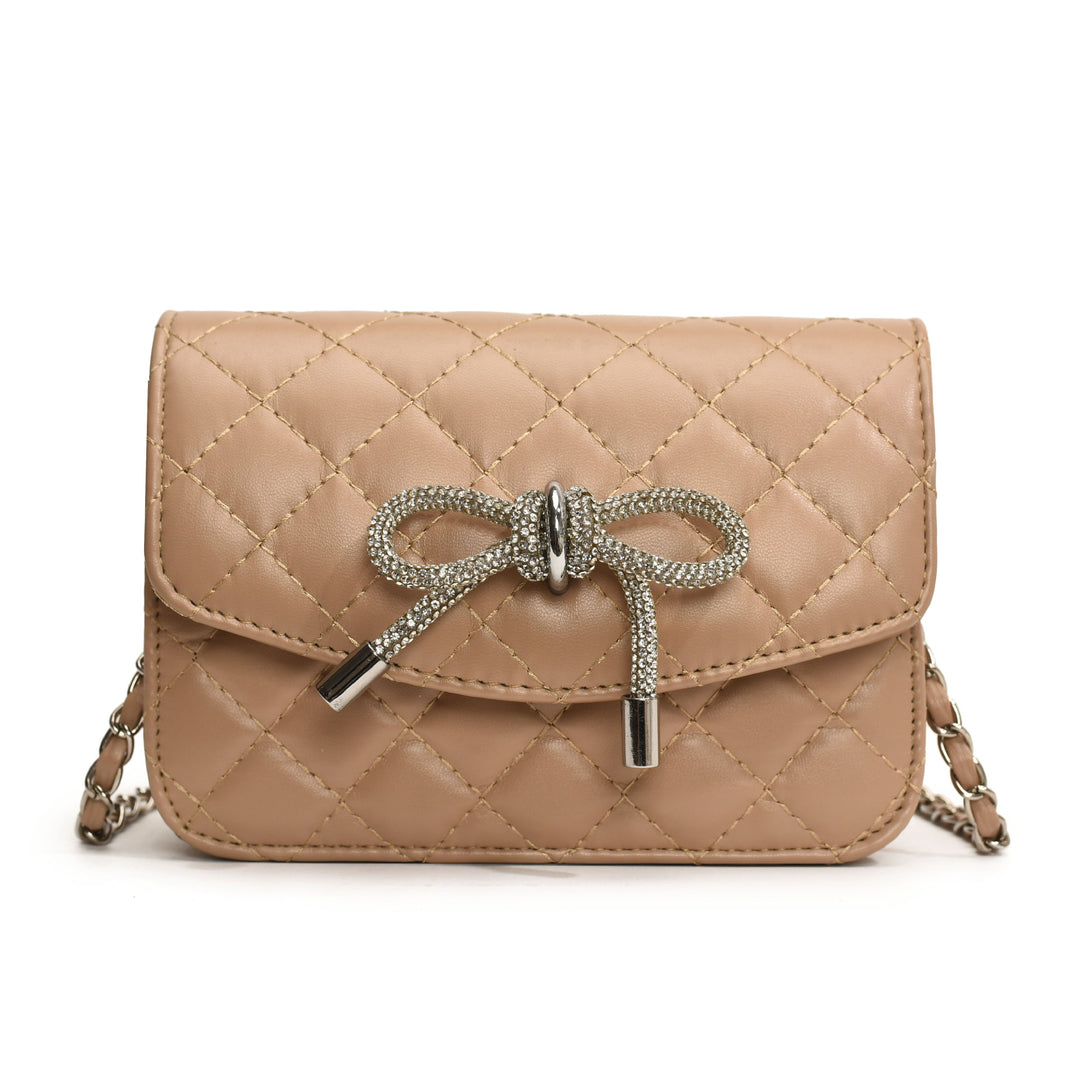 Damen Mini-Handtasche mit luxuriösem Steppmuster und funkelndem Kettenanhänger Nord Taschen