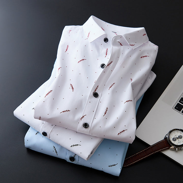 Herren Slim-Fit Business-Hemd mit feinem botanischem Print und Kentkragen Nord Taschen