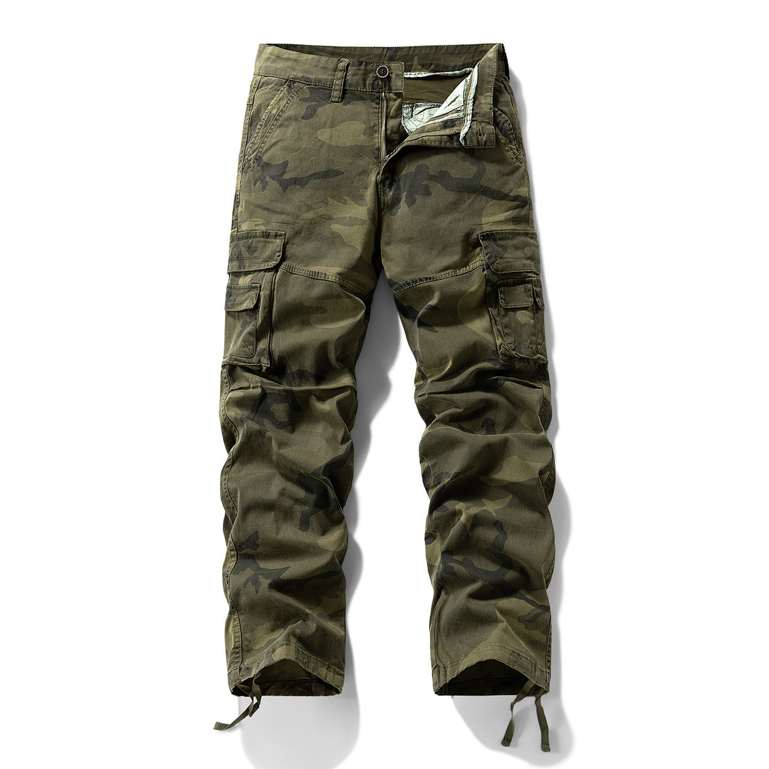 Herren Cargo-Hose mit Camouflage-Muster, Relaxed-Fit, Mehrfach-Taschen und Kordelzug am Saum Nord Taschen
