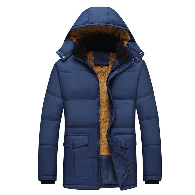 Herren Langer Thermoisolierter Steppparka mit Teddy-Innenfutter, Kapuze und Klappentaschen Nord Taschen