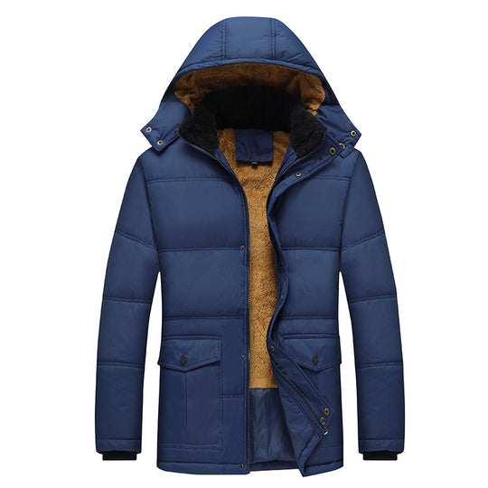 Herren Langer Thermoisolierter Steppparka mit Teddy-Innenfutter, Kapuze und Klappentaschen Nord Taschen
