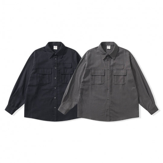 Unisex Boxy-Overshirtjacke im Utility‑Stil mit aufgesetzten Klappentaschen und Hemdkragen Nord Taschen