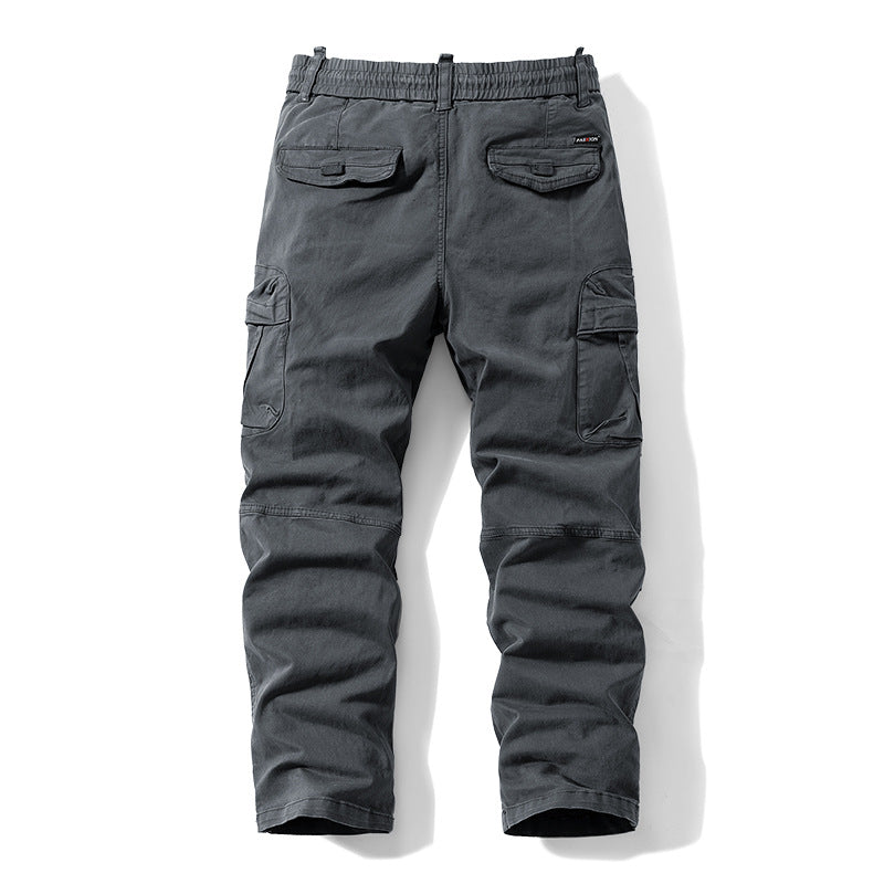 Herren Relaxed-Fit Canvas‑Cargohose mit Elastikbund, verdecktem Tunnelzug und Mehrfach‑Klappentaschen Nord Taschen