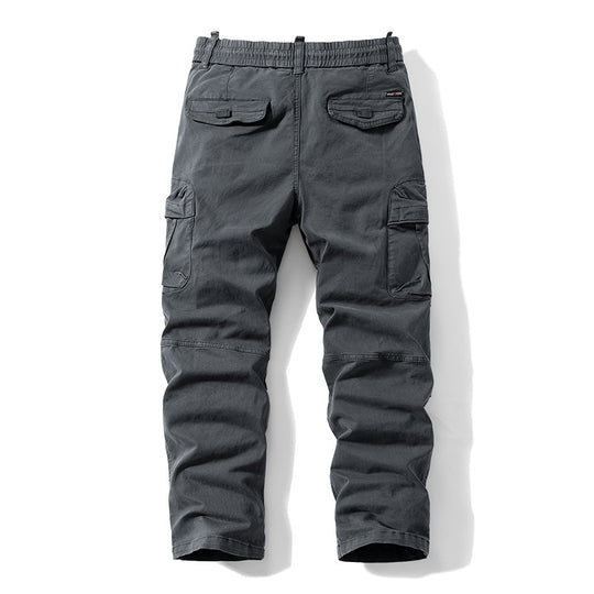 Herren Relaxed-Fit Canvas‑Cargohose mit Elastikbund, verdecktem Tunnelzug und Mehrfach‑Klappentaschen Nord Taschen