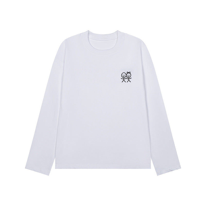Unisex Langarm-Baumwollshirt mit minimalistischer Freundschafts-Stickerei Nord Taschen