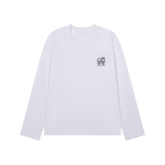 Unisex Langarm-Baumwollshirt mit minimalistischer Freundschafts-Stickerei Nord Taschen