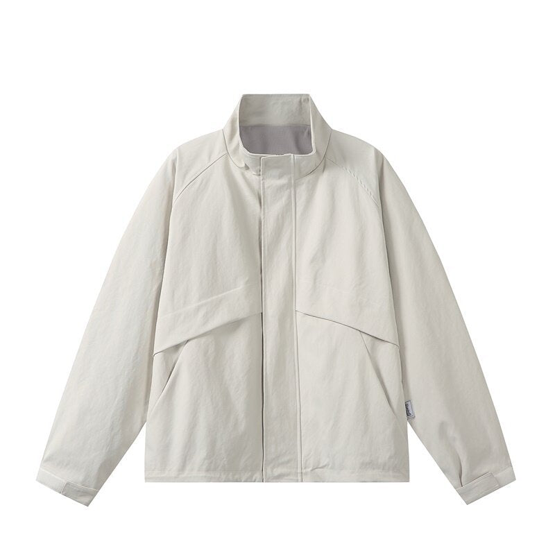 Herren Leichte Übergangsjacke im minimalistischen Field‑Style mit hohem Stehkragen und verdeckter Frontblende Nord Taschen