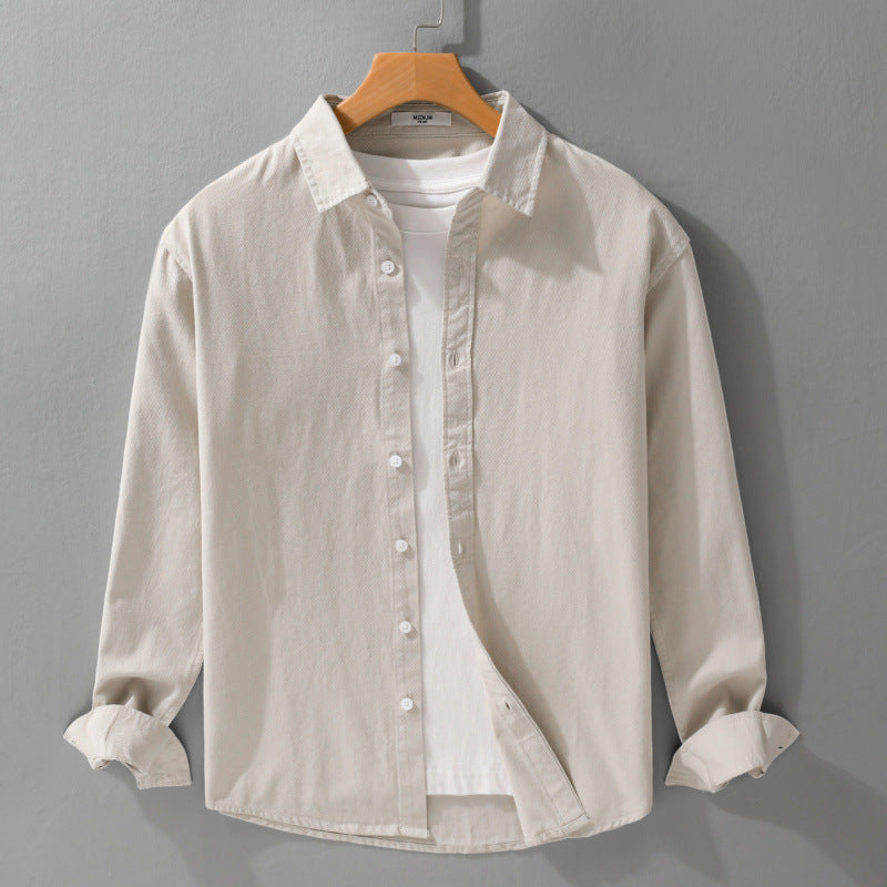 Herren Texturiertes Baumwoll-Hemdjacken-Overshirt im Relaxed-Fit mit Kentkragen Nord Taschen