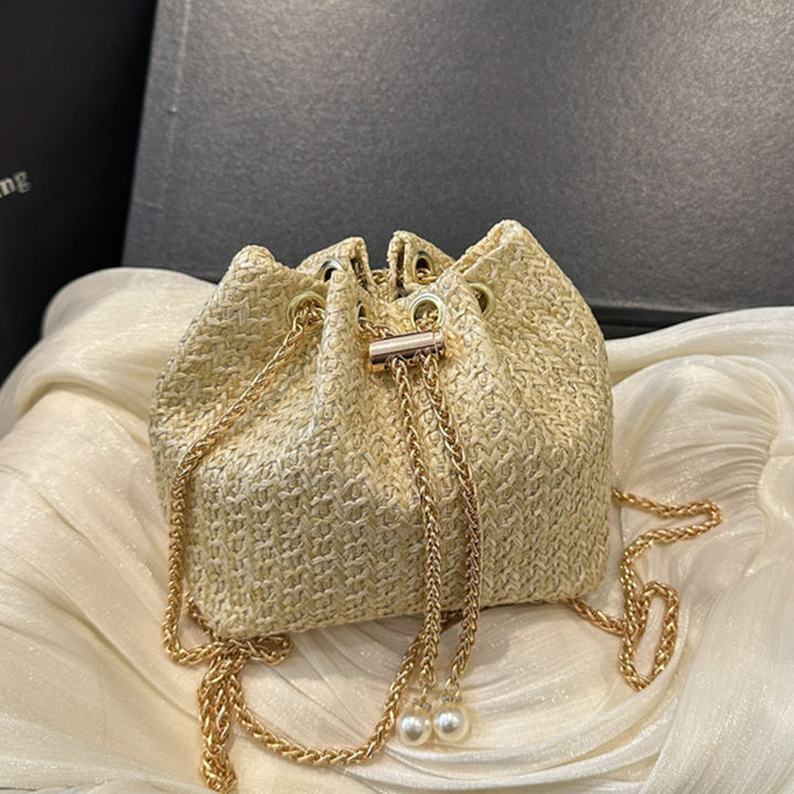 Damen Beuteltasche mit elegantem Kordelzug und luxuriösem Kettenhenkel Nord Taschen