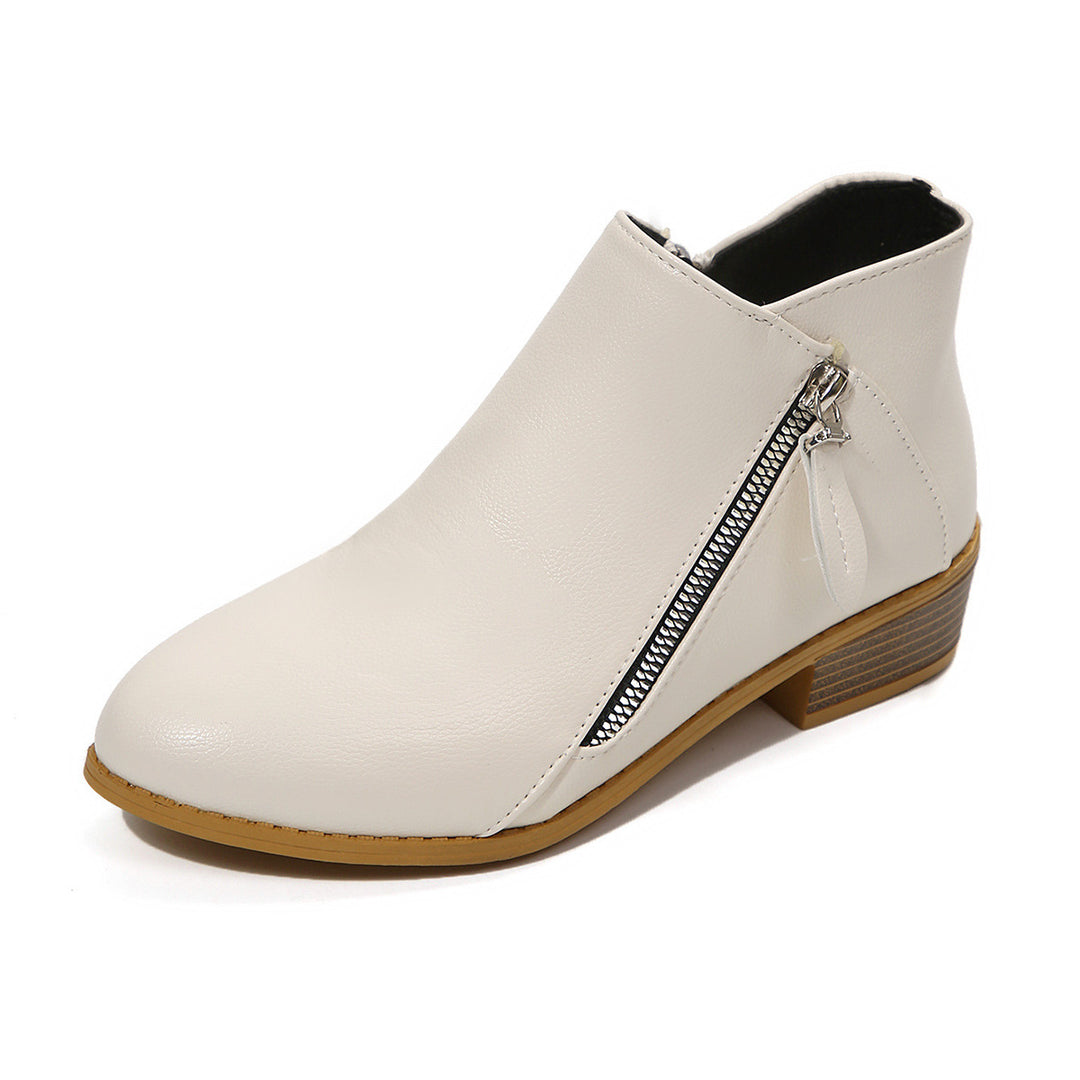 Damen Kurzschaftstiefelette mit seitlichem Reißverschluss und niedrigem Blockabsatz Nord Taschen