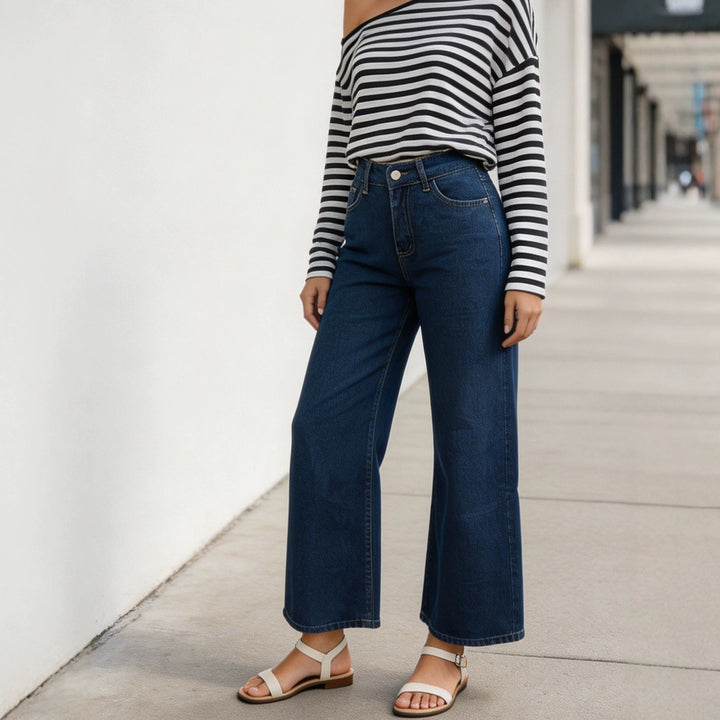 Damen High‑Waist Wide‑Leg-Jeans mit weitem Bein und klassischem Five‑Pocket-Schnitt Nord Taschen