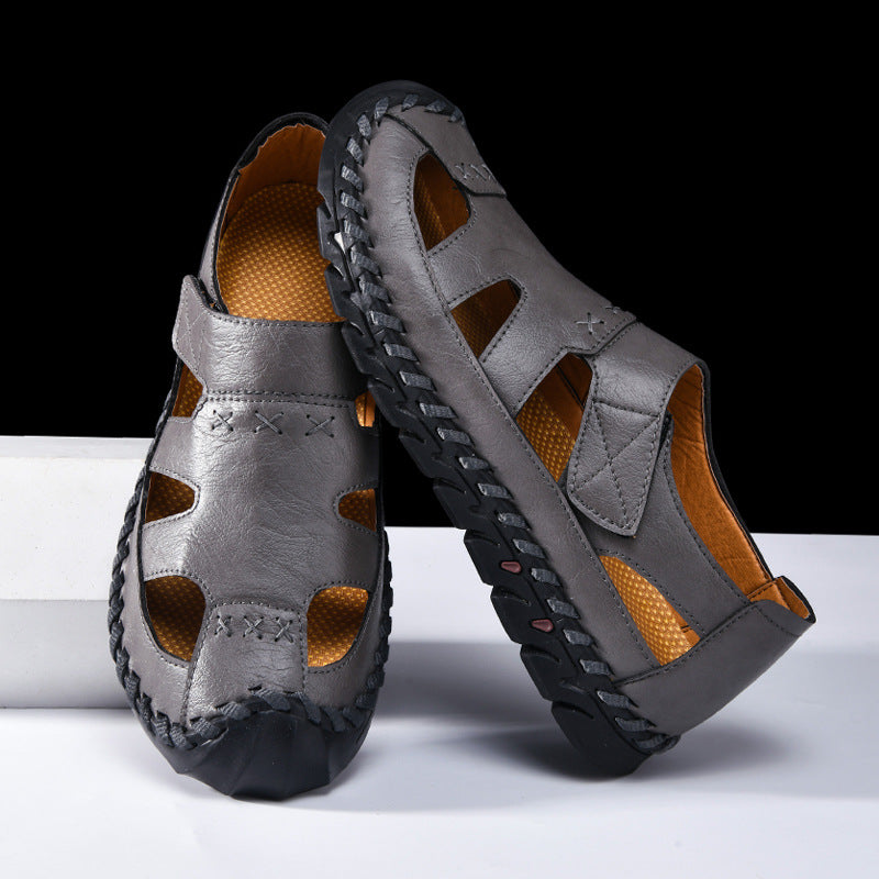 Herren Bequeme Leder-Sandalen mit luftiger Belüftung