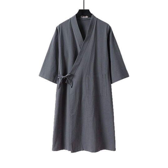 Unisex Oversize Kimono-Mantel aus Baumwollmischung mit Bindeband und Dreiviertelärmeln Nord Taschen