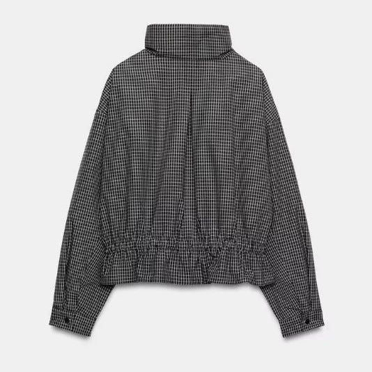 Damen Kurzjacke mit Taillenzug, Stehkragen und aufgesetzten Taschen Nord Taschen