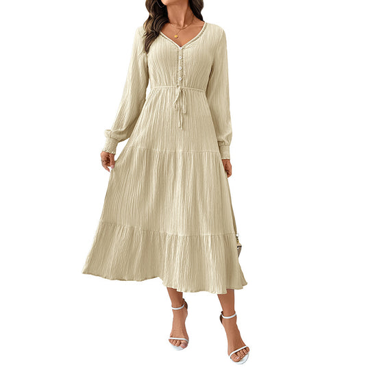 Damen Langes Wickelkleid mit Taillenbindung Nord Taschen