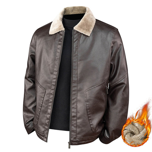 Herren Aviator-Bomberjacke in Nappa-Optik mit Teddy-Innenfutter und Reißverschlusstaschen Nord Taschen