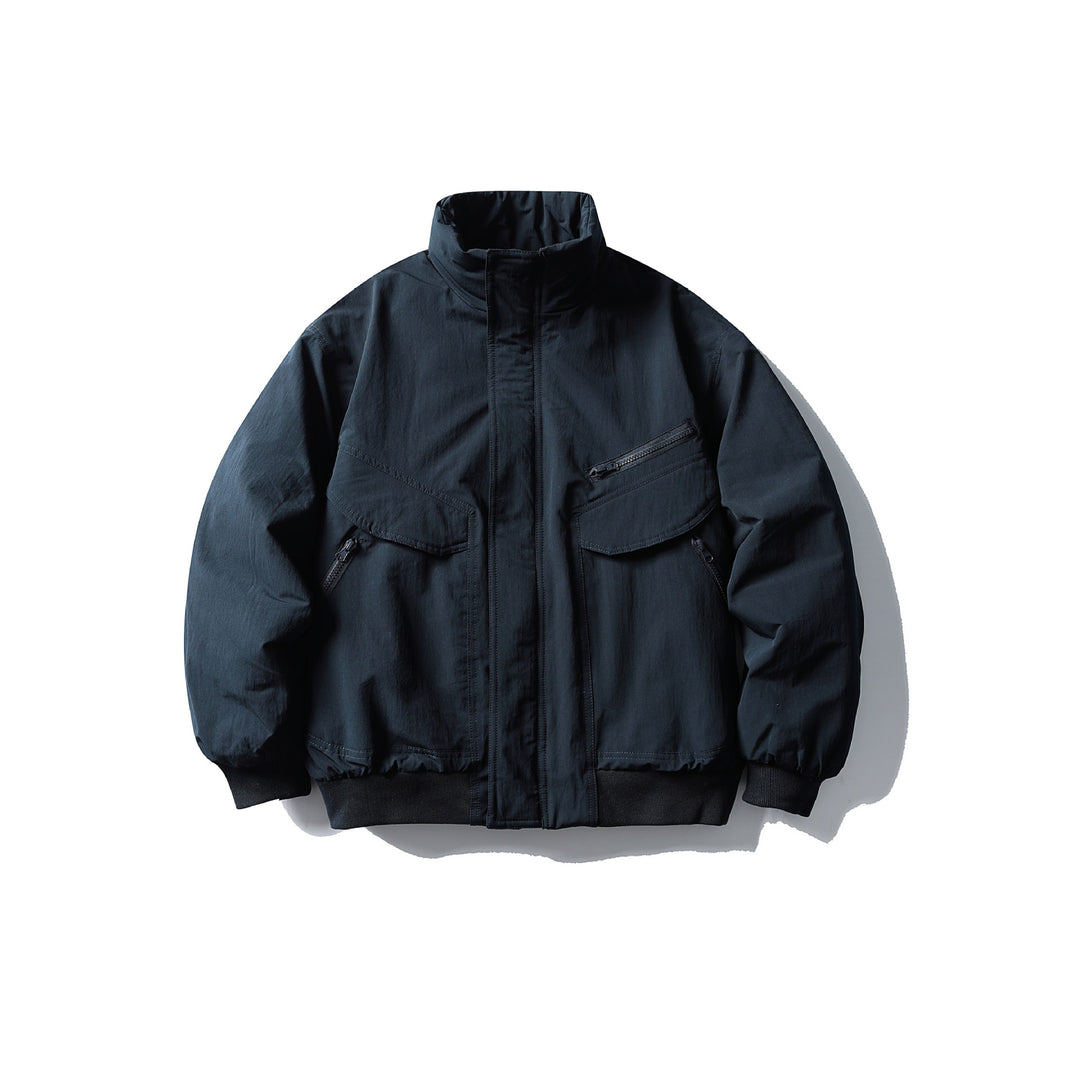 Herren Boxy-Utility-Bomberjacke mit hohem Stehkragen, verdeckter Frontblende und Zip-Brusttasche Nord Taschen
