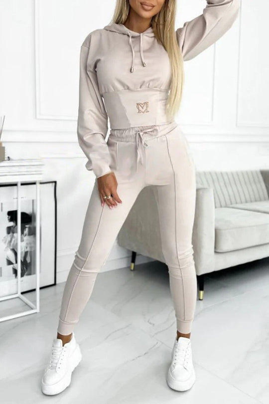 Damen Sportliches Jumpsuit-Set mit Kapuze und elastischem Bund - Vittorelli