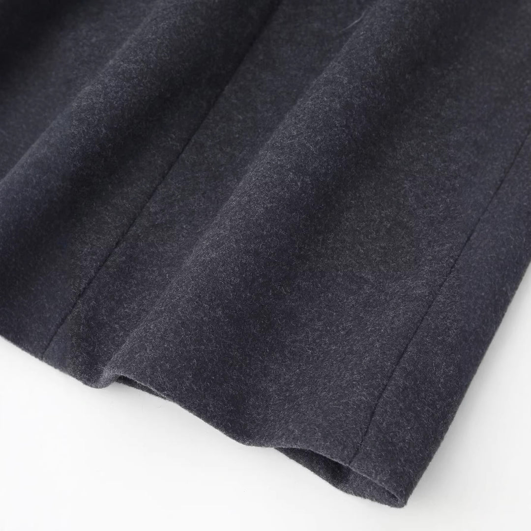 Damen Schlichter Midi-Mantel aus Wollmix mit V‑Kragen, Taillierungsnähten und seitlichen Eingrifftaschen Nord Taschen