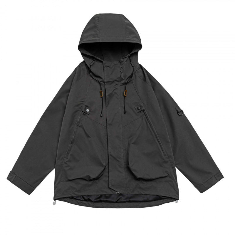 Unisex Oversize-Utility-Parka mit Kapuze, verdeckter Frontleiste und Multifunktions-Taschen Nord Taschen