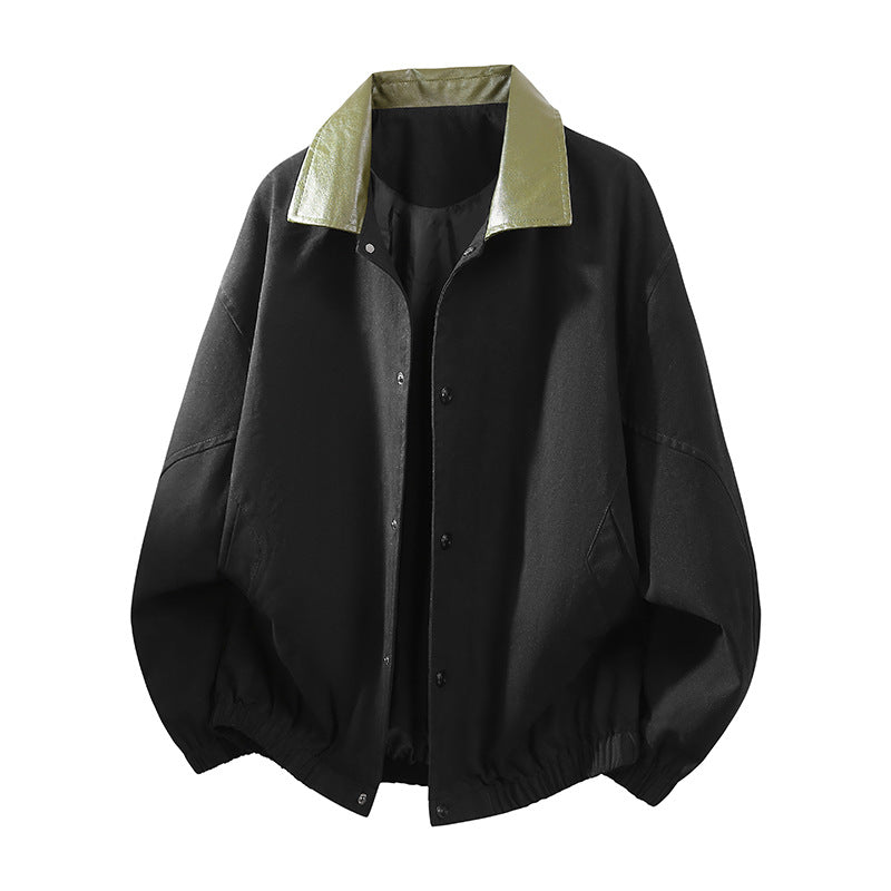 Herren Oversize Coach-Jacke mit glänzendem Kragen, verdeckter Druckknopfleiste und elastischem Saum Nord Taschen
