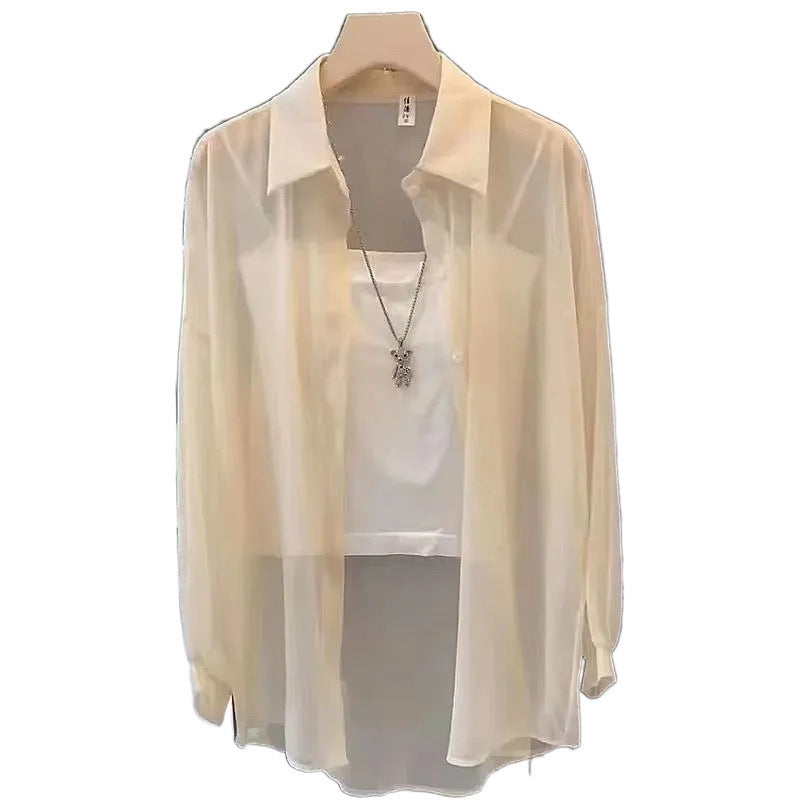 Femme Transparente Knopf-down Geschichtete Tunika