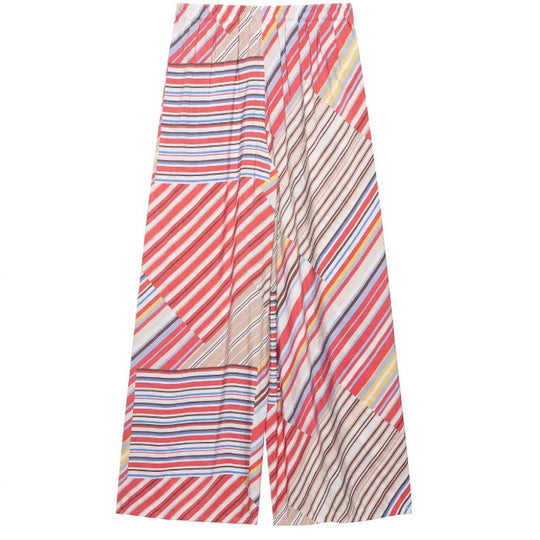 Damen Weite Palazzo‑Hose mit elastischem Bund, Tunnelzug und gestreiftem Patchwork‑Print Nord Taschen