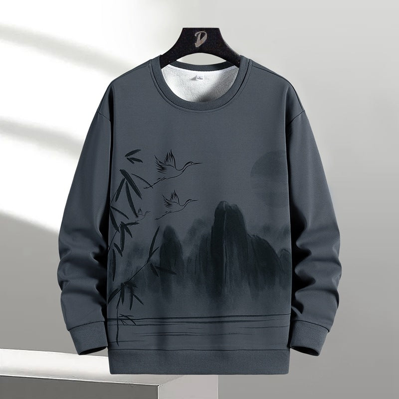 Unisex Oversize‑Sweatshirt mit Pinsel‑Print & geripptem Saum Nord Taschen