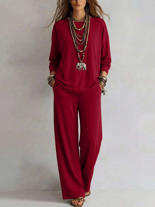 Damen Loungewear-Set mit weitem Bund und Oversize-Langarmshirt Nord Taschen