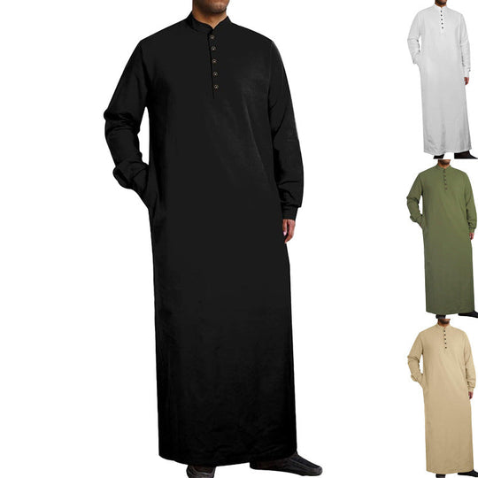 Herren moderner Kaftan mit Knopfleisten-Design und weichem Baumwollmaterial Nord Taschen