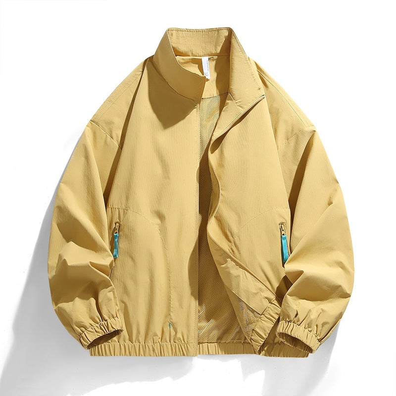 Herren Leichte Windbreaker-Jacke mit Mesh-Innenfutter, Stehkragen und kontrastierten Zipperlaschen Nord Taschen