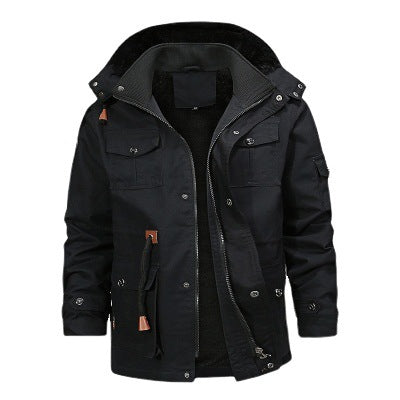 Herren robuster Canvas-Fieldparka mit Teddyfleece-Innenfutter, Kapuze und Multifunktions-Taschen Nord Taschen