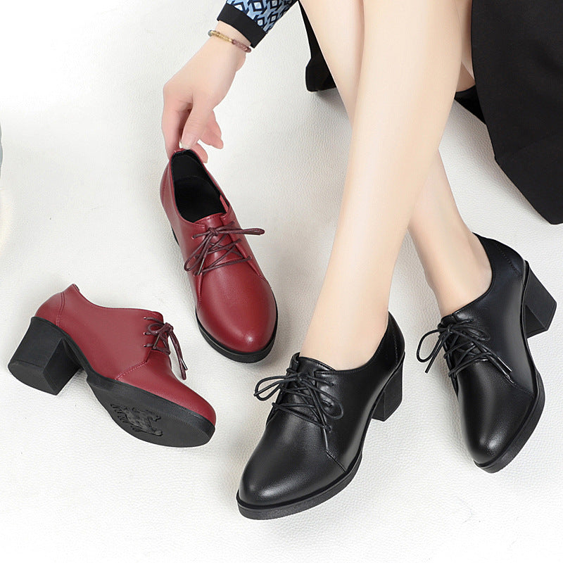 Damen Elegante Schnürschuhe mit bequemen Blockabsatz und modischem Obermaterial