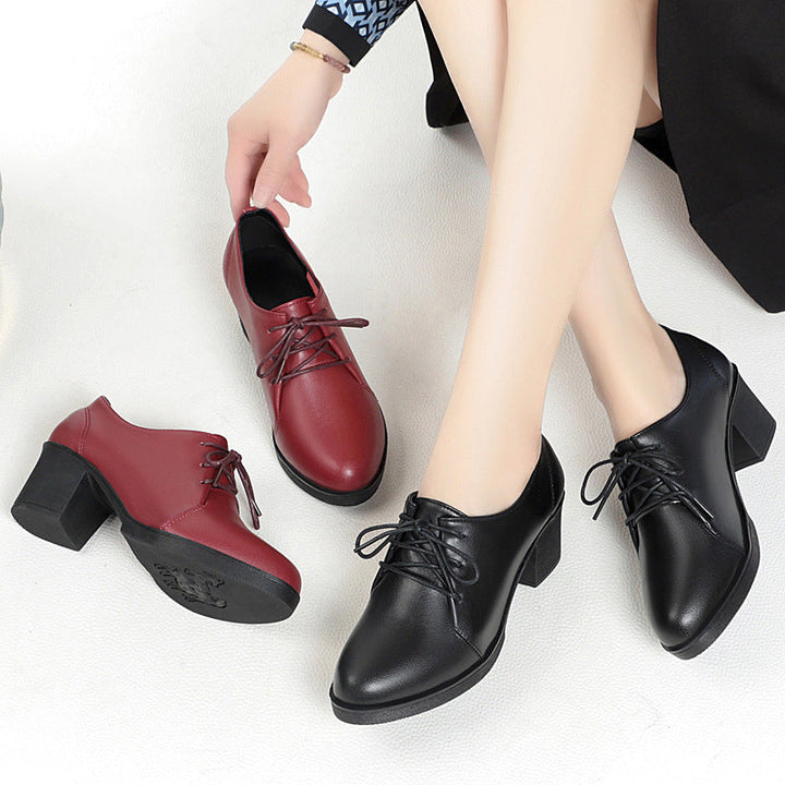 Damen Elegante Schnürschuhe mit bequemen Blockabsatz und modischem Obermaterial