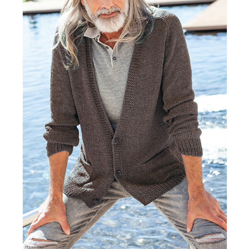 Herren Strickcardigan mit Kapuze und aufgesetzten Taschen Nord Taschen