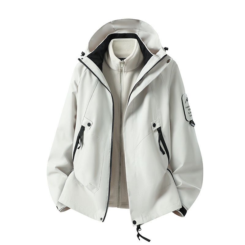 Herren Zwei-in-eins Wetterschutzjacke mit abnehmbarer Steppweste und verstellbarer Kapuze Nord Taschen