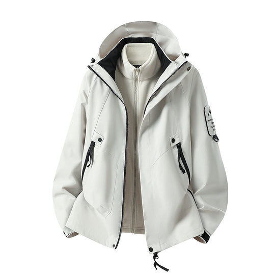 Herren Zwei-in-eins Wetterschutzjacke mit abnehmbarer Steppweste und verstellbarer Kapuze Nord Taschen