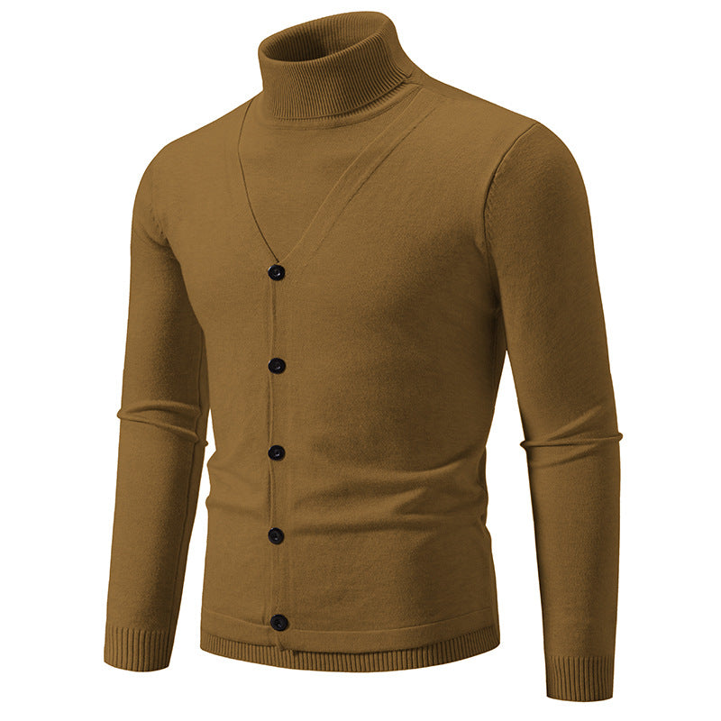 Herren Feiner Rollkragenpullover mit dekorativer Knopfleiste und schmaler Silhouette Nord Taschen
