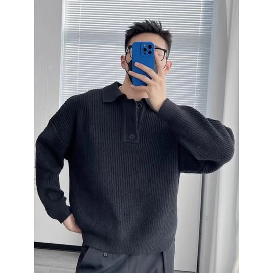 Herren Feinstrick-Polo-Pullover mit Halbschlupf‑Knopfleiste, Rippstruktur und Seitenschlitzen Nord Taschen