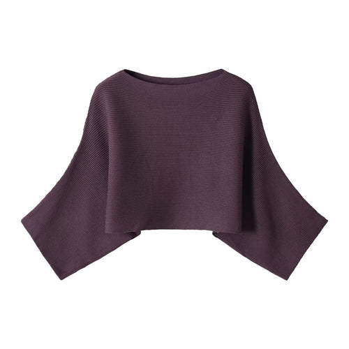 Damen Gerippter Kurz‑Poncho mit U‑Boot‑Ausschnitt und kastiger Silhouette Nord Taschen