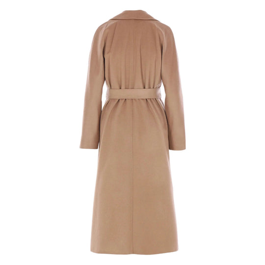 Damen Eleganter Wickelmantel aus Wollmix mit breitem Revers und Taillengürtel Nord Taschen