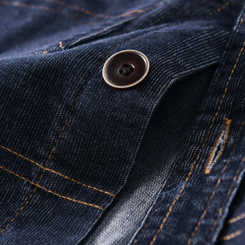 Herren Strukturierte Denim-Twill-Überhemdjacke mit großen aufgesetzten Taschen Nord Taschen