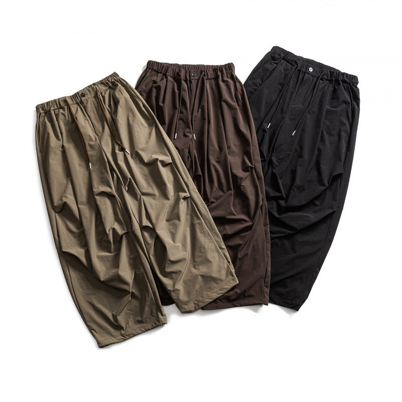Unisex Weite Haremshose mit Drapierungen, elastischem Bund und Kordelzug Nord Taschen
