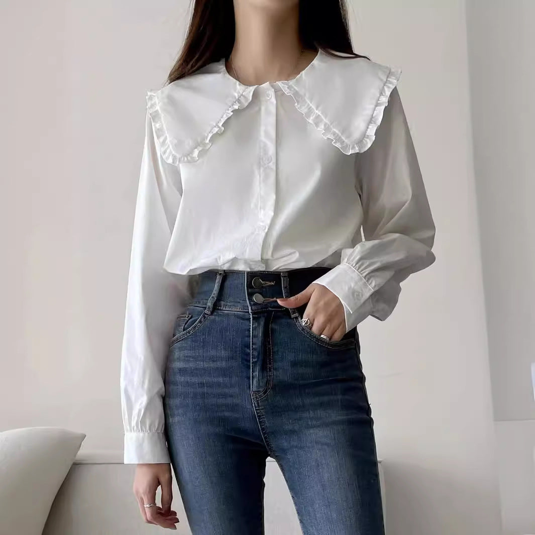 Damen Bluse mit übergroßem Rüschenkragen und fein gearbeitetem Tailoring Nord Taschen