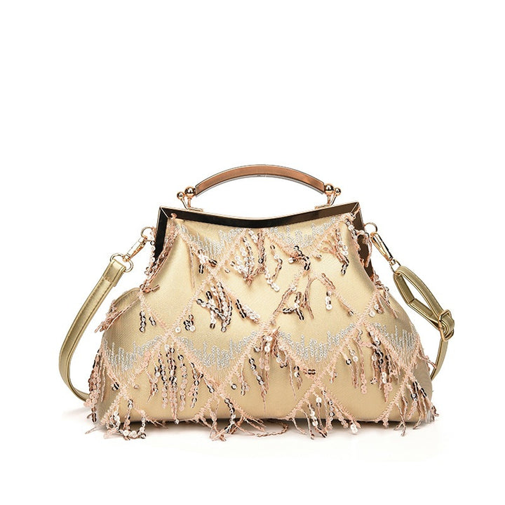 Damen Glamouröse Handtasche mit Fransen und Strass Nord Taschen