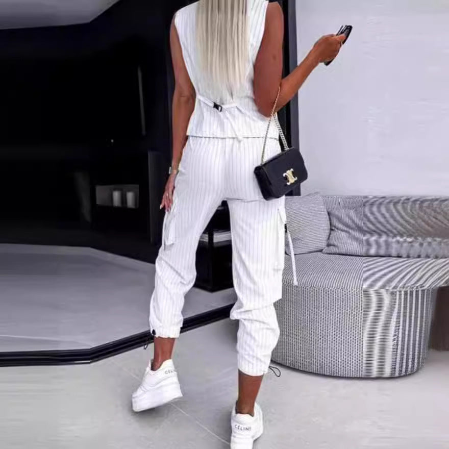 Damen Elegantes Zweiteiler-Set mit Weste und sportlichen Hosen