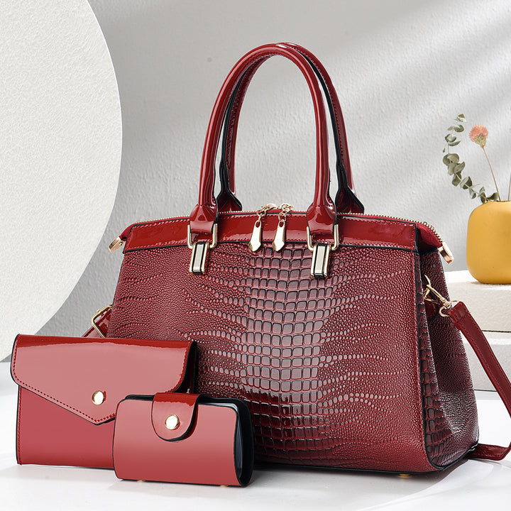 Damen elegante Handtasche mit abnehmbarem Geldbeutel und Krokodilprägung Nord Taschen