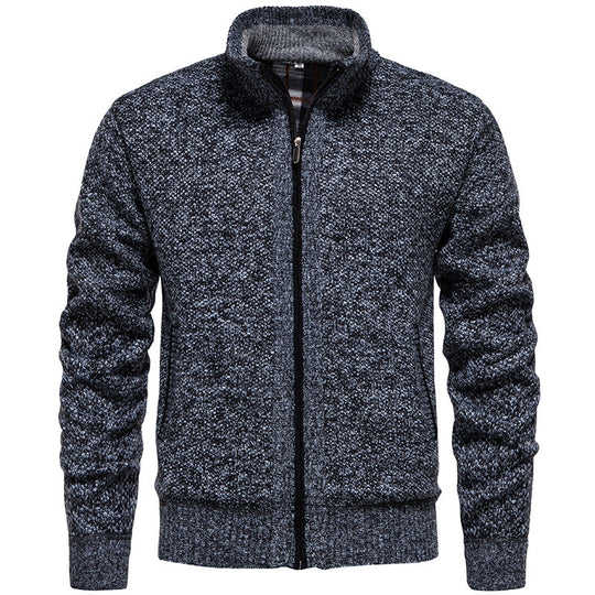 Herren Strickjacke mit hohem Kragen und praktischem Reißverschluss Nord Taschen